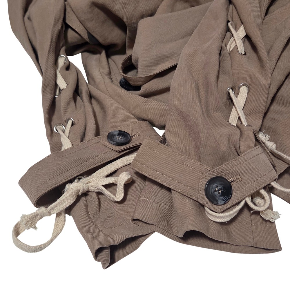 POL Anthropologie Womens Lace Up Back Trench Coat‎ Taupe Double Breasted Medium - Picture 7 of 9
